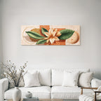 Grosse Blume Mit Cremigen Petalen Und Geometrischen Formen In Erden Tonen