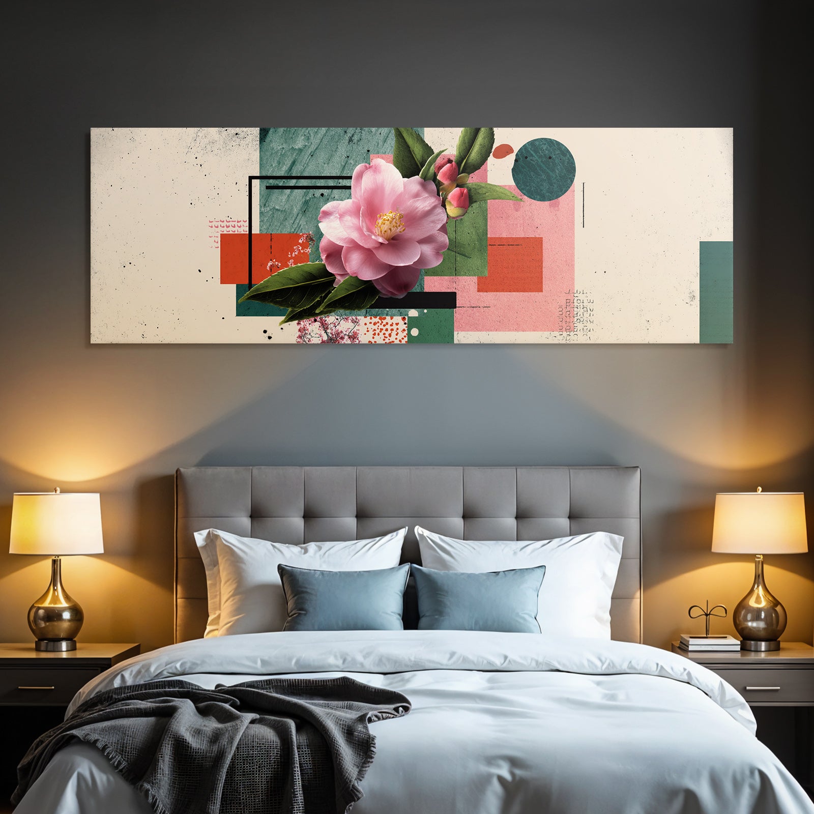 Grosse Rosa Blume Geometrische Formen Moderne Grafik Design