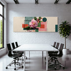 Grosse Rosa Blume Geometrische Formen Moderne Grafik Design
