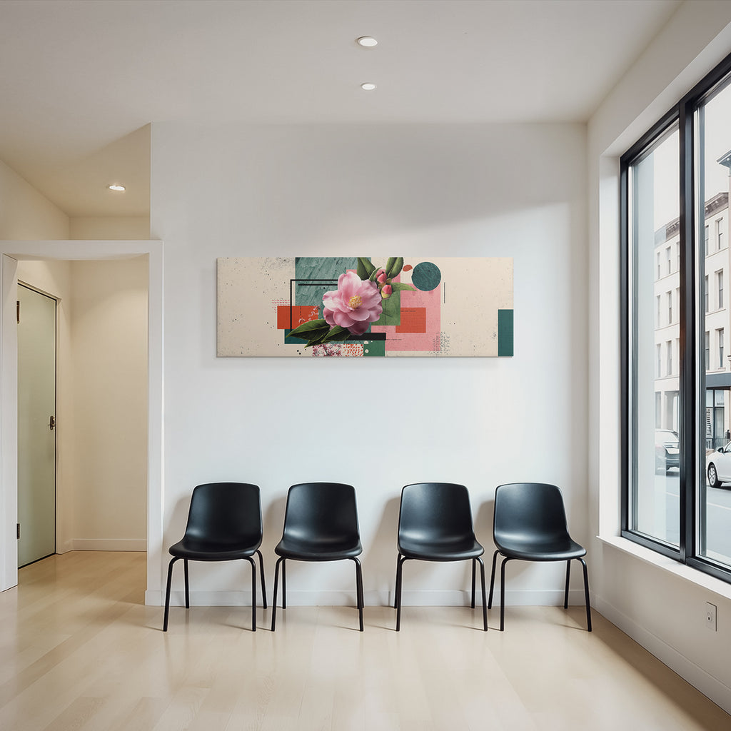 Grosse Rosa Blume Geometrische Formen Moderne Grafik Design