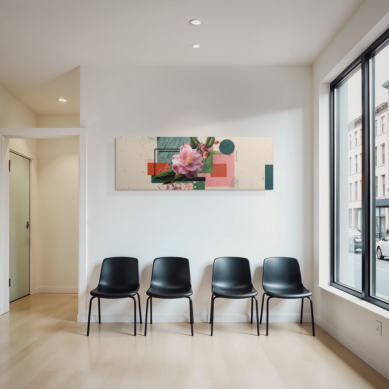 Grosse Rosa Blume Geometrische Formen Moderne Grafik Design
