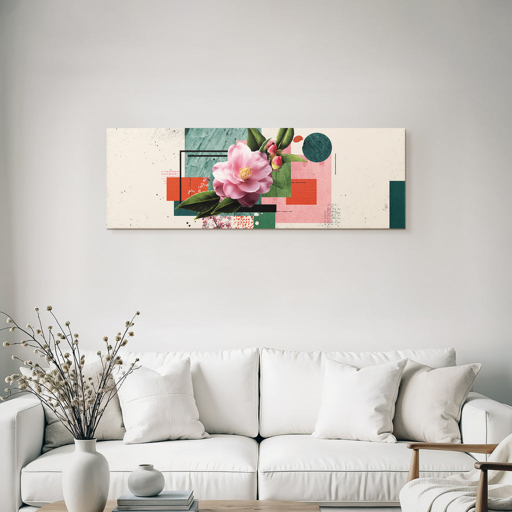 Grosse Rosa Blume Geometrische Formen Moderne Grafik Design