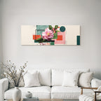 Grosse Rosa Blume Geometrische Formen Moderne Grafik Design