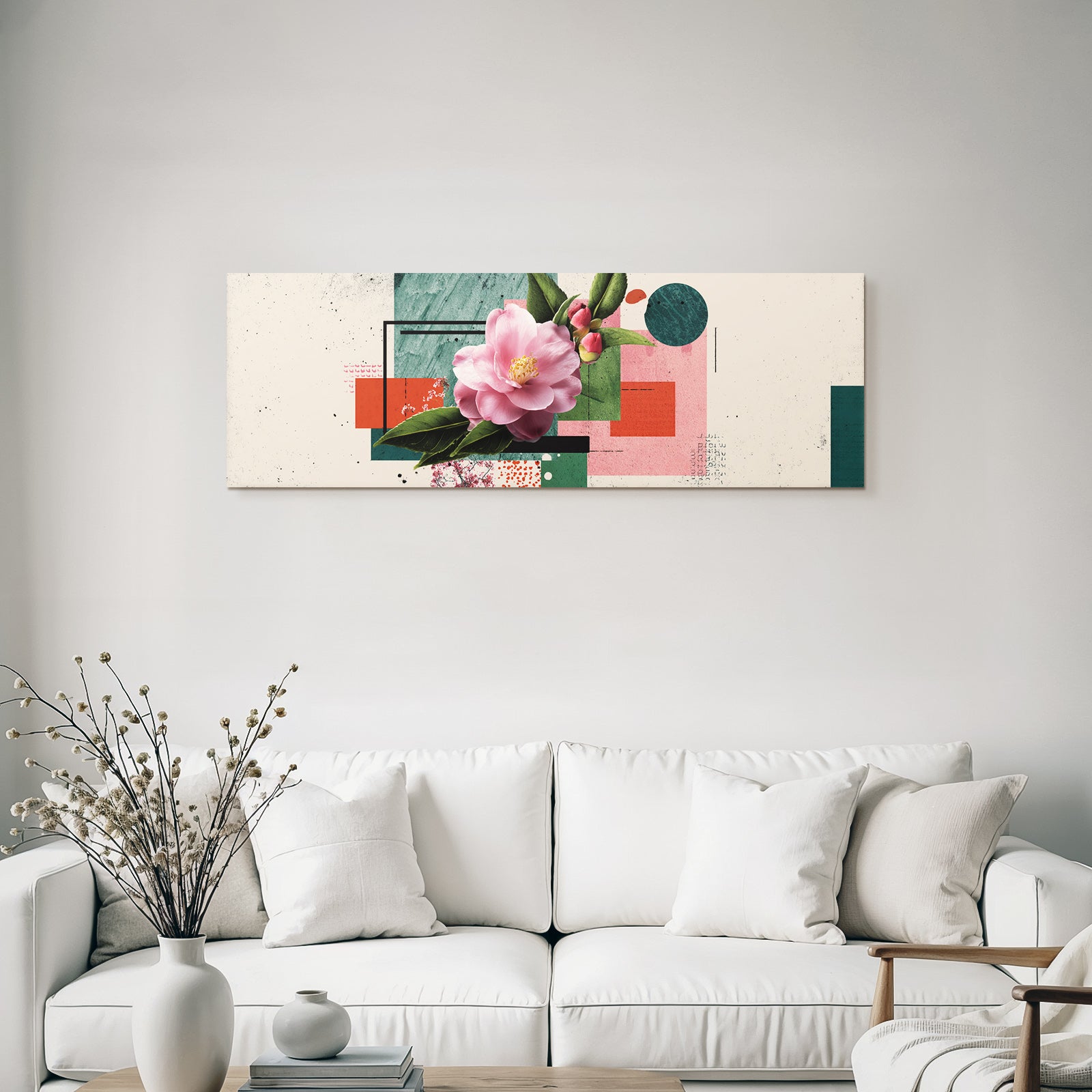 Grosse Rosa Blume Geometrische Formen Moderne Grafik Design