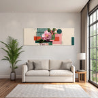 Grosse Rosa Blume Geometrische Formen Moderne Grafik Design