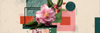 Grosse Rosa Blume Geometrische Formen Moderne Grafik Design | Collagen | Kunstgattungen