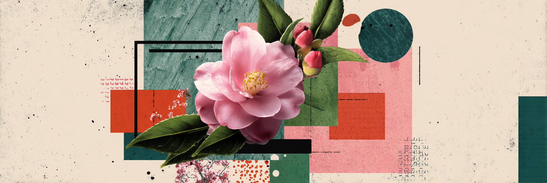 Grosse Rosa Blume Geometrische Formen Moderne Grafik Design | Collagen | Kunstgattungen