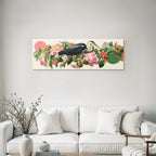 Heron Zwischen Blumen Mit Abstraktem Hintergrund Kunstwerk