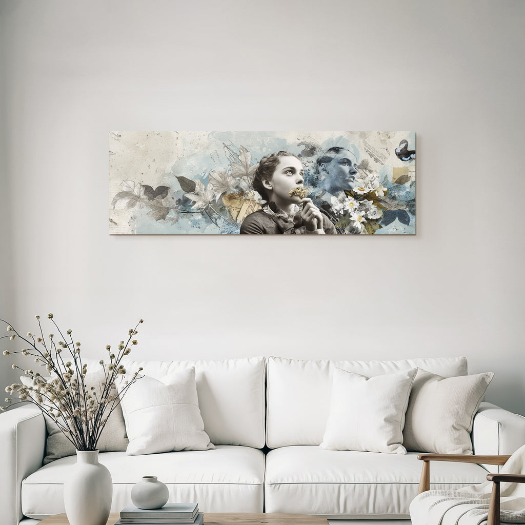 Junge Frau Mit Blumen Kreative Collage Digitale Art Gemalde