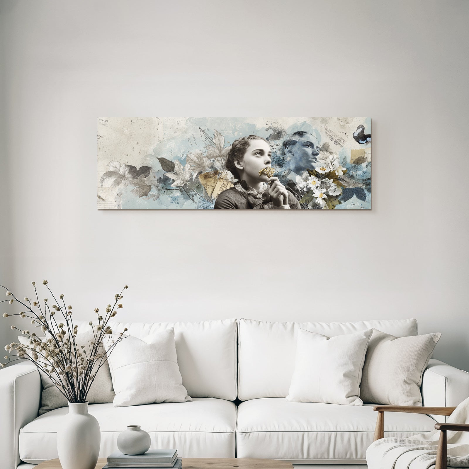 Junge Frau Mit Blumen Kreative Collage Digitale Art Gemalde