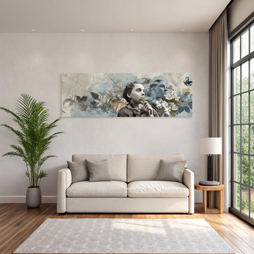 Junge Frau Mit Blumen Kreative Collage Digitale Art Gemalde