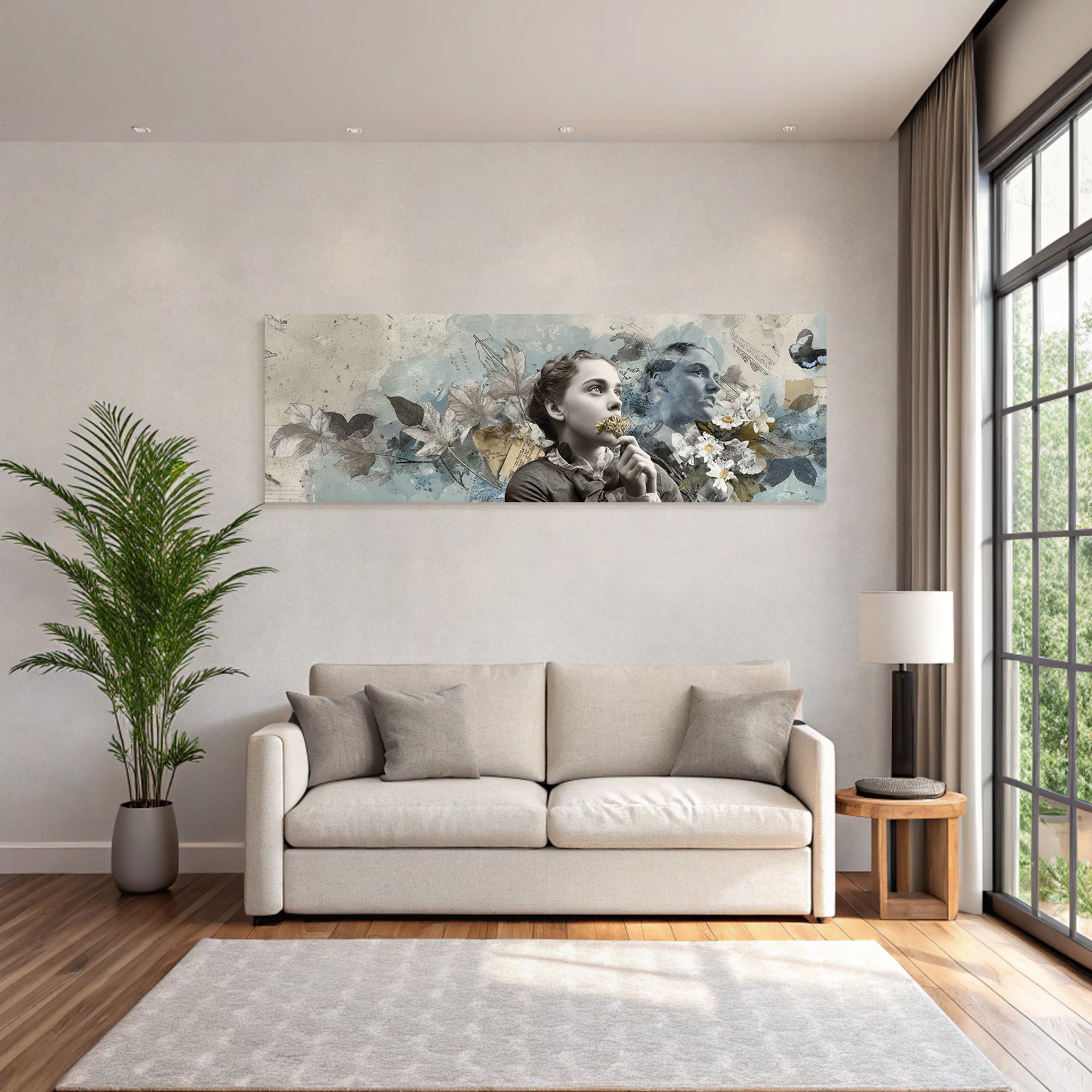 Junge Frau Mit Blumen Kreative Collage Digitale Art Gemalde