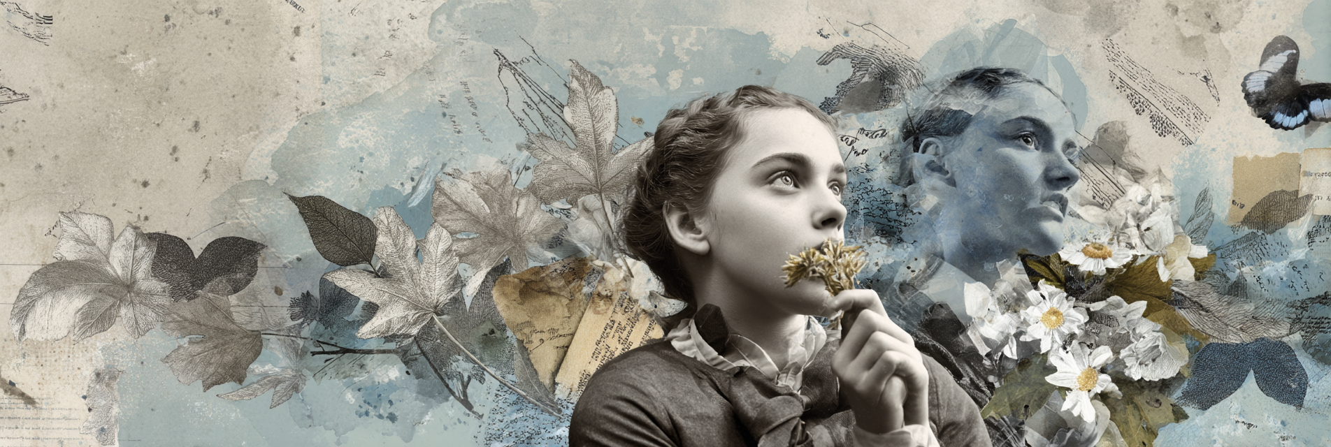 Junge Frau Mit Blumen Kreative Collage Digitale Art Gemalde | Collagen | Kunstgattungen