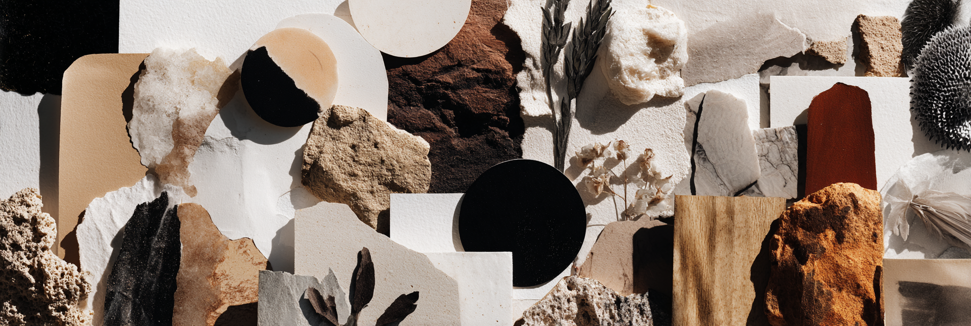 Kuenstlerisches Collage Erdtoene Schwarz Weiss Natur Materialien | Collagen | Kunstgattungen