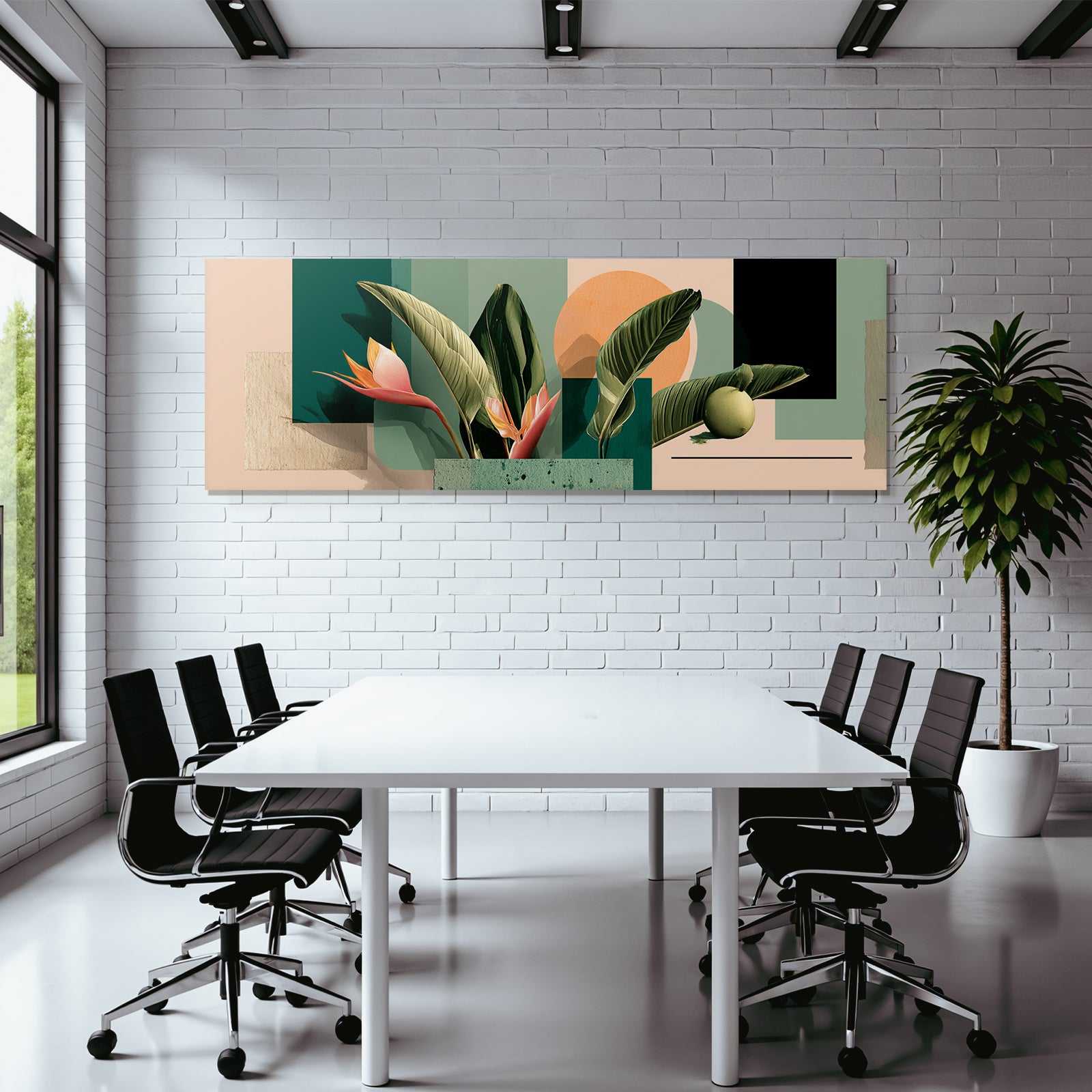 Moderne Kunst Tropische Pflanzen Und Abstrakte Formsprache