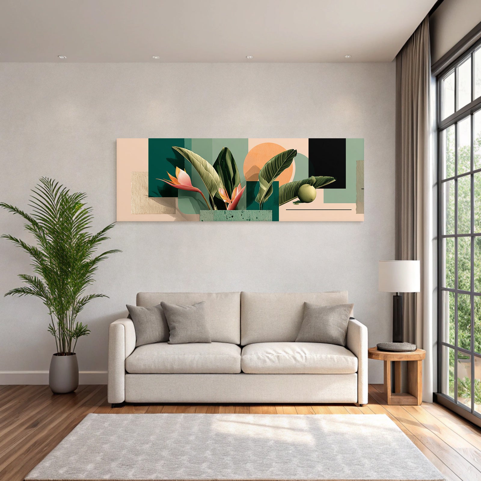 Moderne Kunst Tropische Pflanzen Und Abstrakte Formsprache