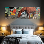 Pferd Im Natur Collage Mit Texturen Und Farben