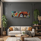 Pferd Im Natur Collage Mit Texturen Und Farben