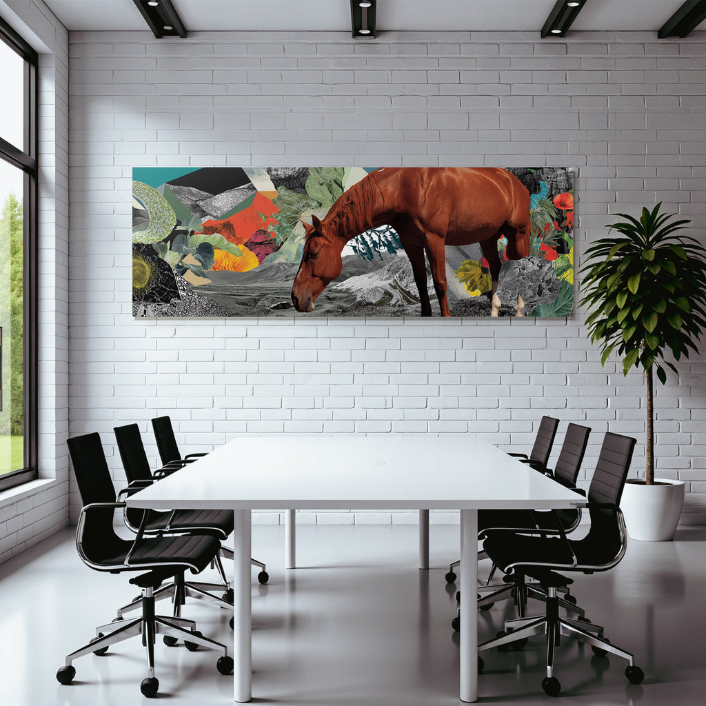Pferd Im Natur Collage Mit Texturen Und Farben