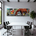 Pferd Im Natur Collage Mit Texturen Und Farben