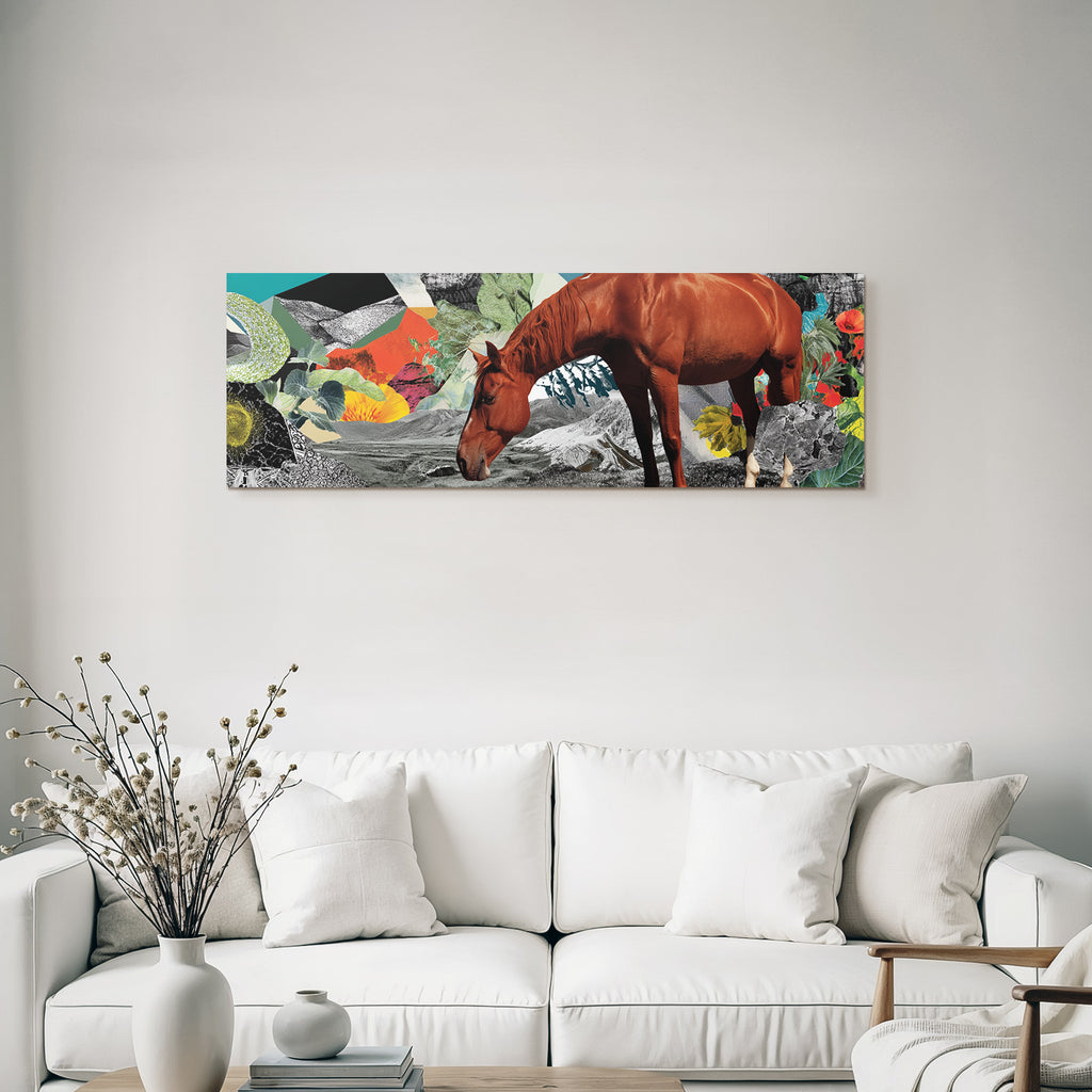 Pferd Im Natur Collage Mit Texturen Und Farben