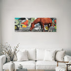 Pferd Im Natur Collage Mit Texturen Und Farben