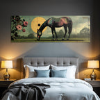 Pferd In Kunstvollem Hintergrund Mit Geometrischen Formen Und Rosen