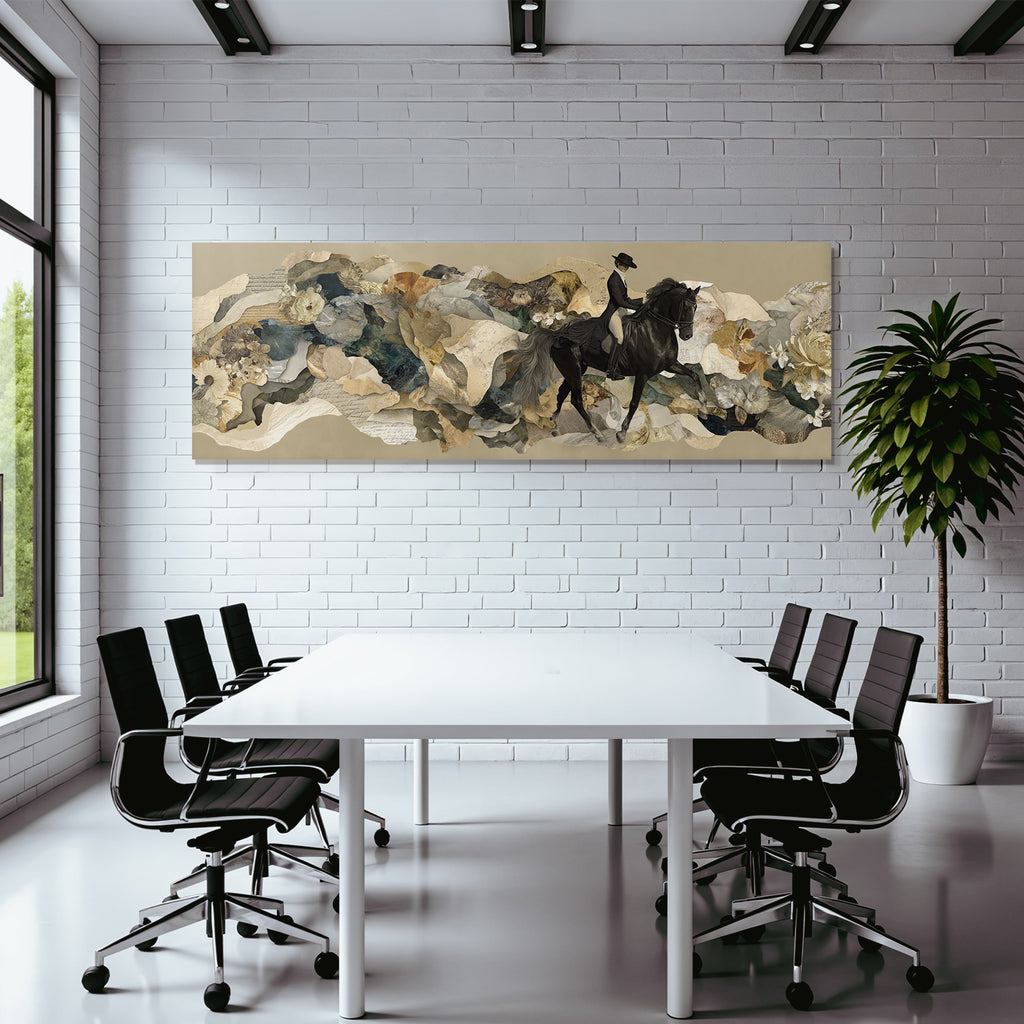 Pferd Und Reiter Kunstwerk Collaage Natur Abstrakt