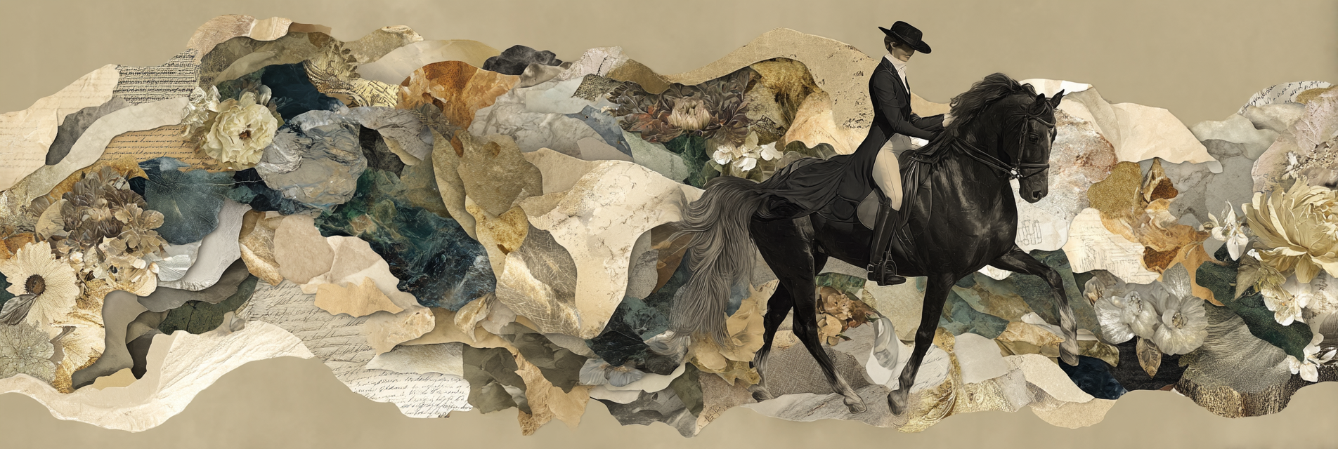Pferd Und Reiter Kunstwerk Collaage Natur Abstrakt | Collagen | Kunstgattungen
