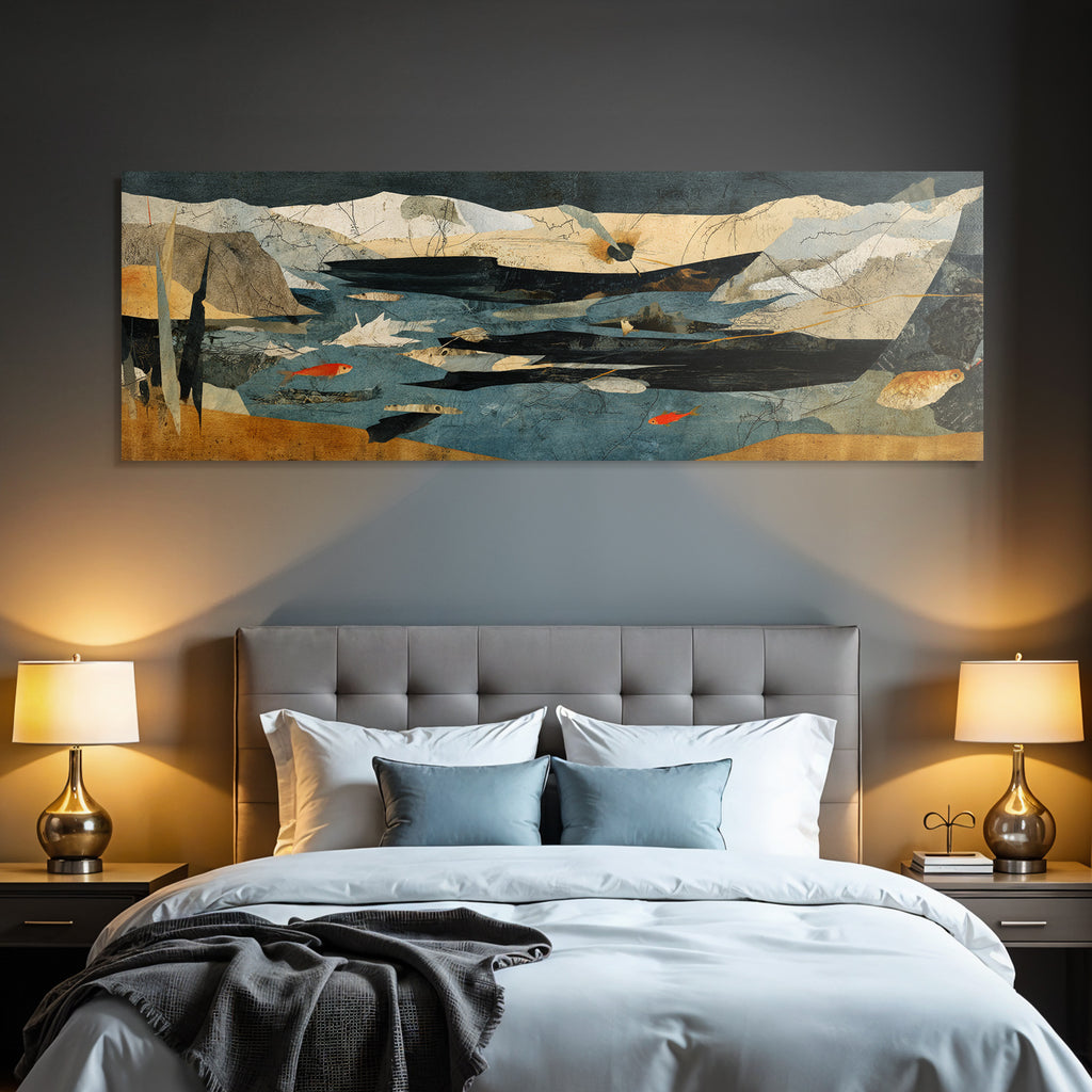 Ruhige Landschaft Mit Wasser Bergen Und Fischen
