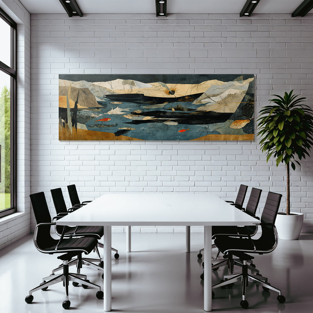 Ruhige Landschaft Mit Wasser Bergen Und Fischen