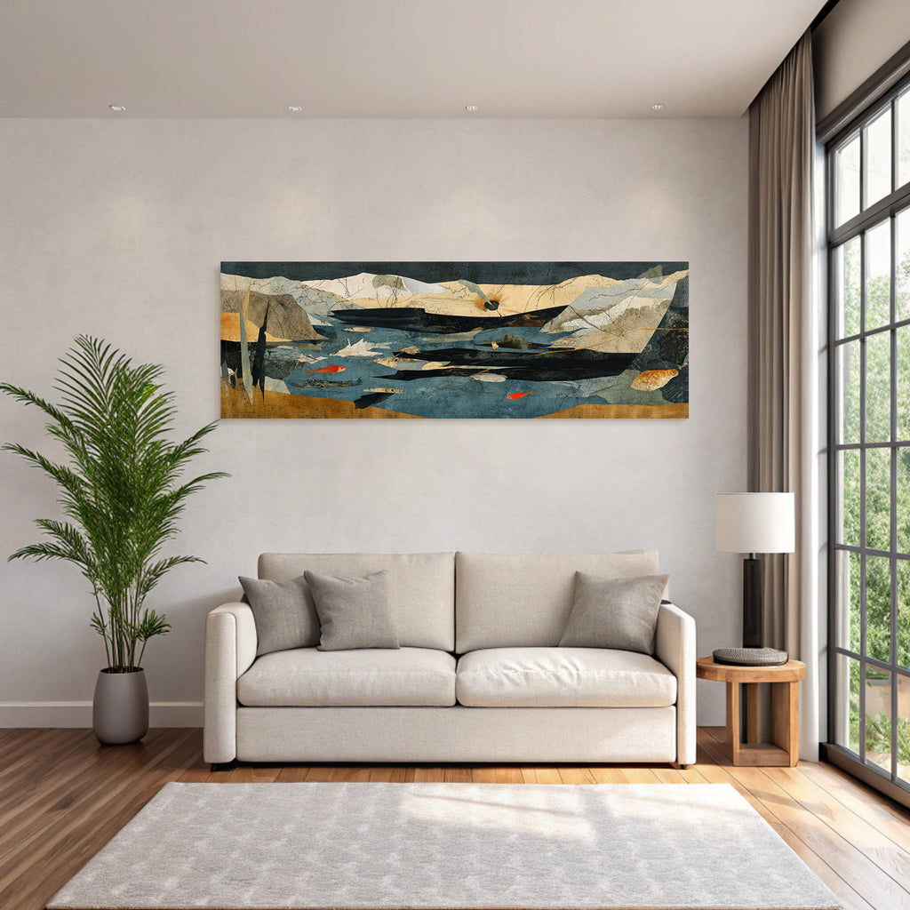 Ruhige Landschaft Mit Wasser Bergen Und Fischen