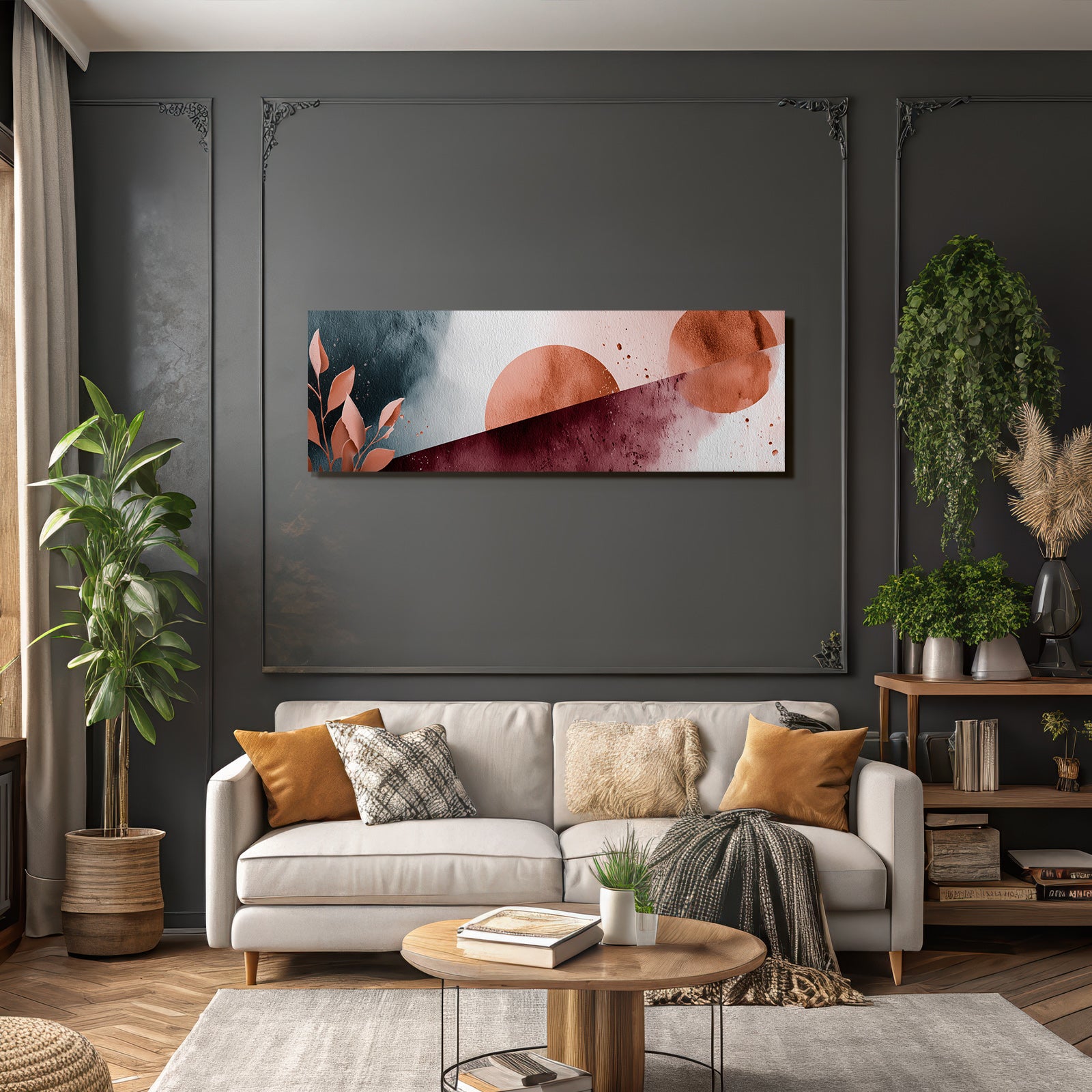 Sanfte Abstrakte Design Mit Erdtoenen Und Blattformen
