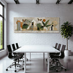 Stylisierte Kunstwerk Abstracte Formen Natur Elemente Butterflies Erdtoene