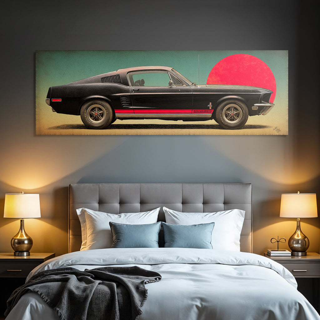 Vintage Ford Mustang 1968 Muscle Car Artwork