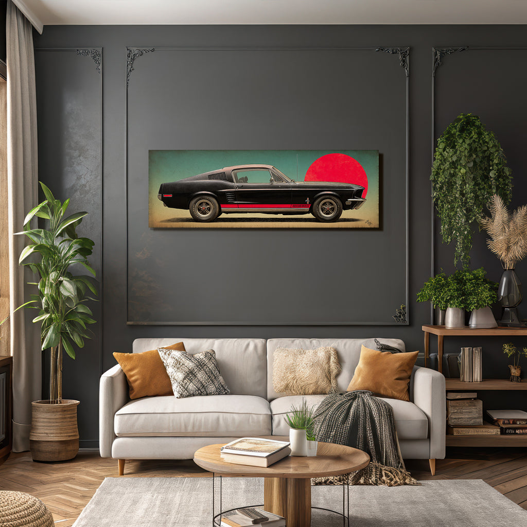 Vintage Ford Mustang 1968 Muscle Car Artwork