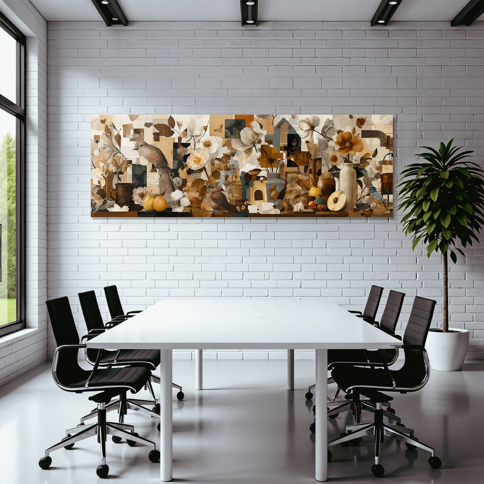 Vogel Blumen Fruechte Kunst Collage Natur Aesthetik