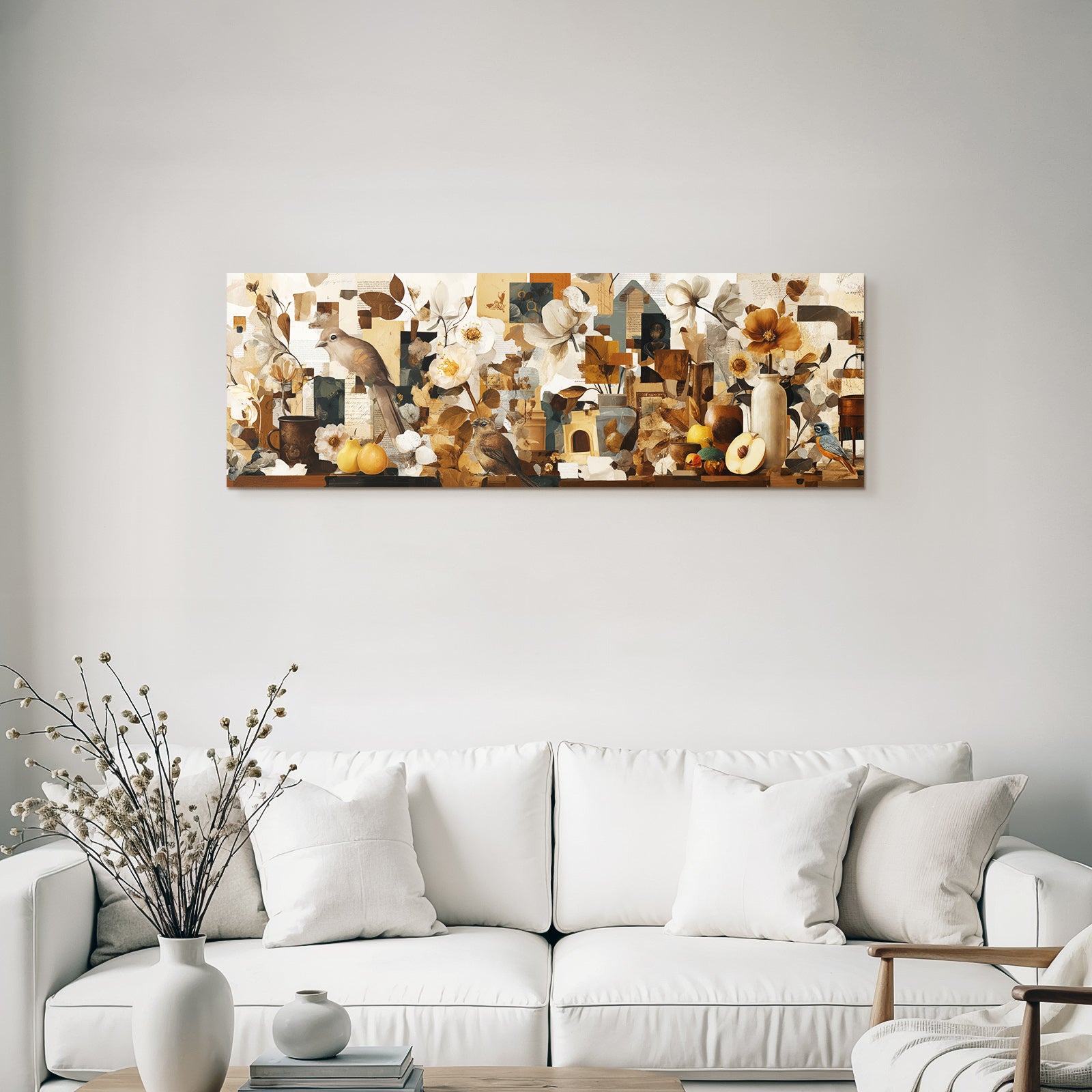 Vogel Blumen Fruechte Kunst Collage Natur Aesthetik
