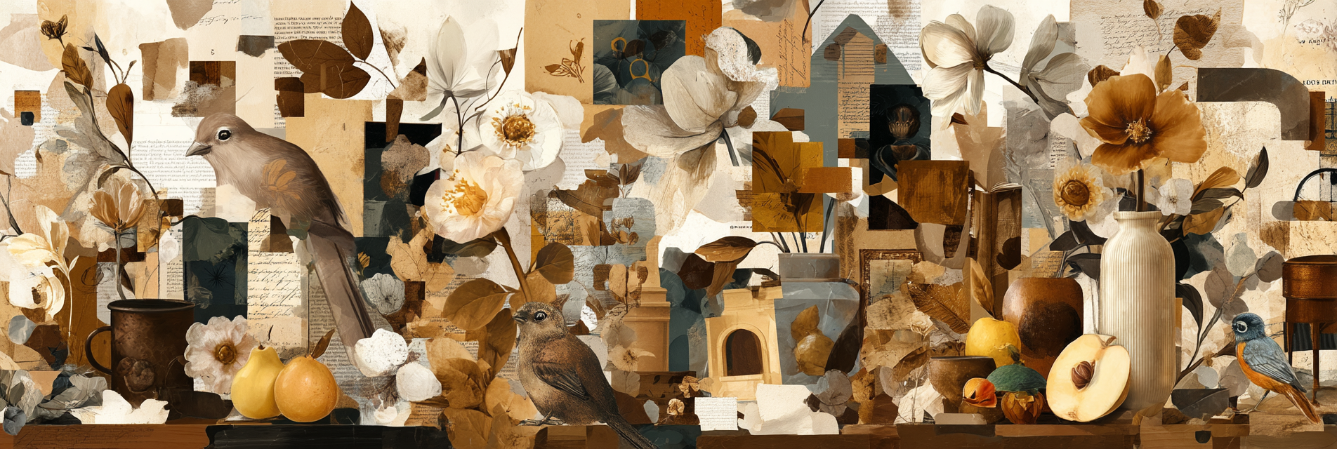 Vogel Blumen Fruechte Kunst Collage Natur Aesthetik | Collagen | Kunstgattungen