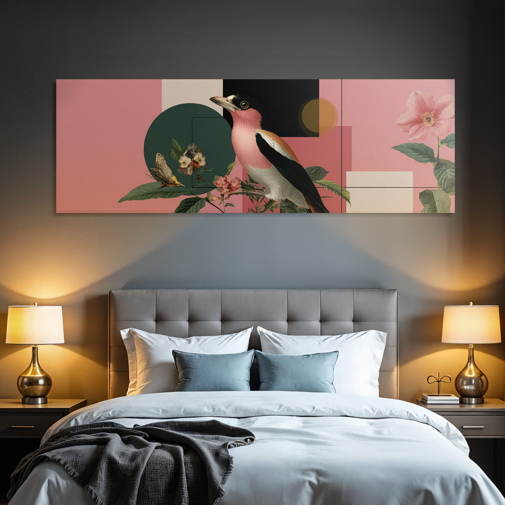 Vogel Mit Floralen Elementen Geometrische Formen Buntes Design