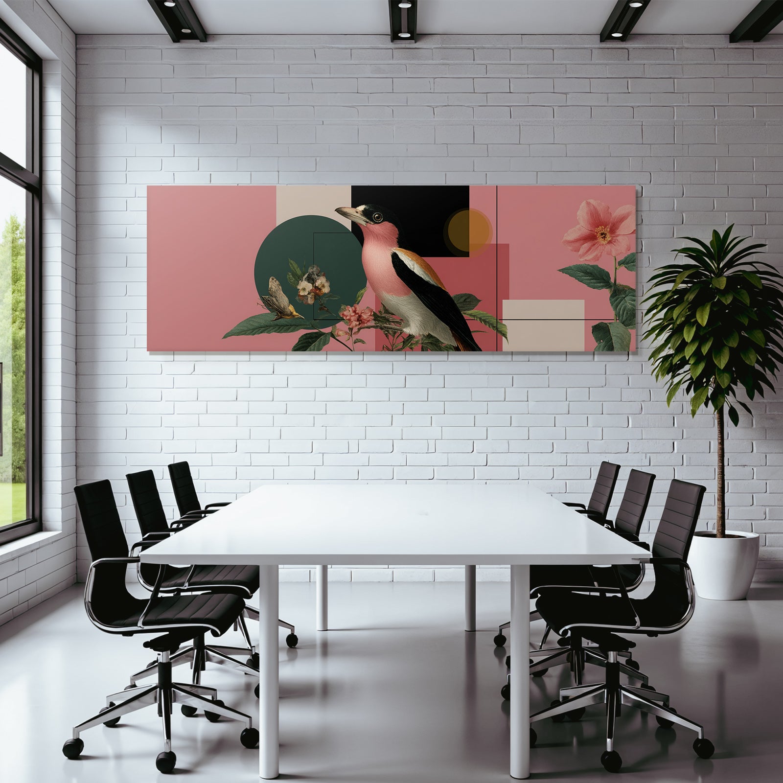 Vogel Mit Floralen Elementen Geometrische Formen Buntes Design