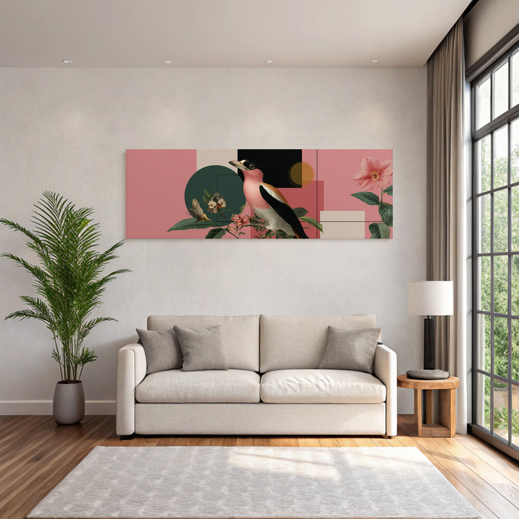 Vogel Mit Floralen Elementen Geometrische Formen Buntes Design