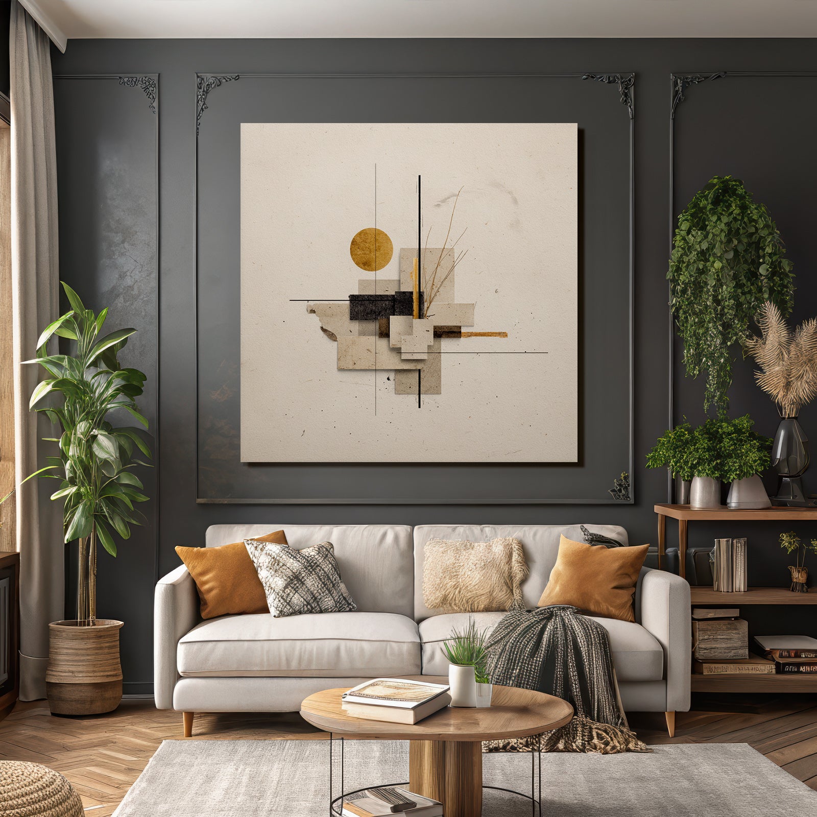 Abstracte Kunst Geometrische Formen Mit Goldenem Kreis