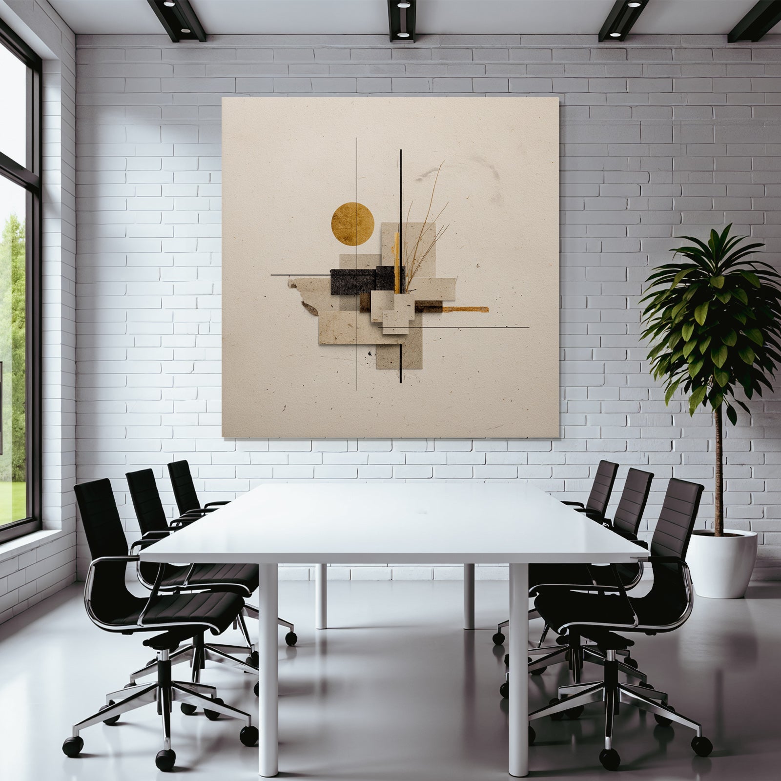 Abstracte Kunst Geometrische Formen Mit Goldenem Kreis