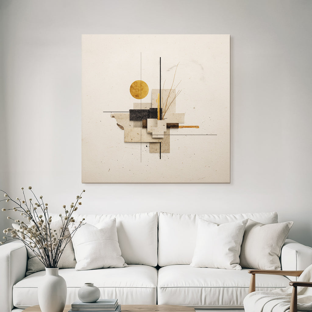 Abstracte Kunst Geometrische Formen Mit Goldenem Kreis
