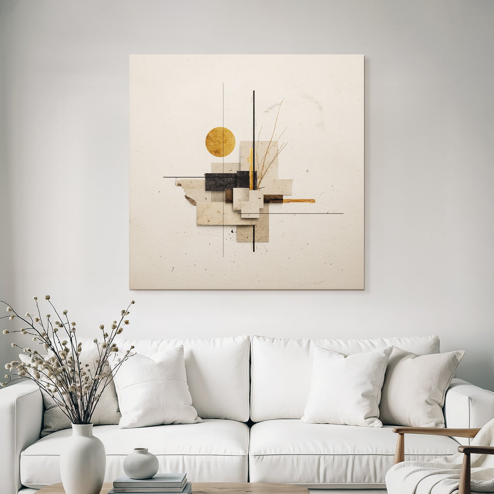 Abstracte Kunst Geometrische Formen Mit Goldenem Kreis