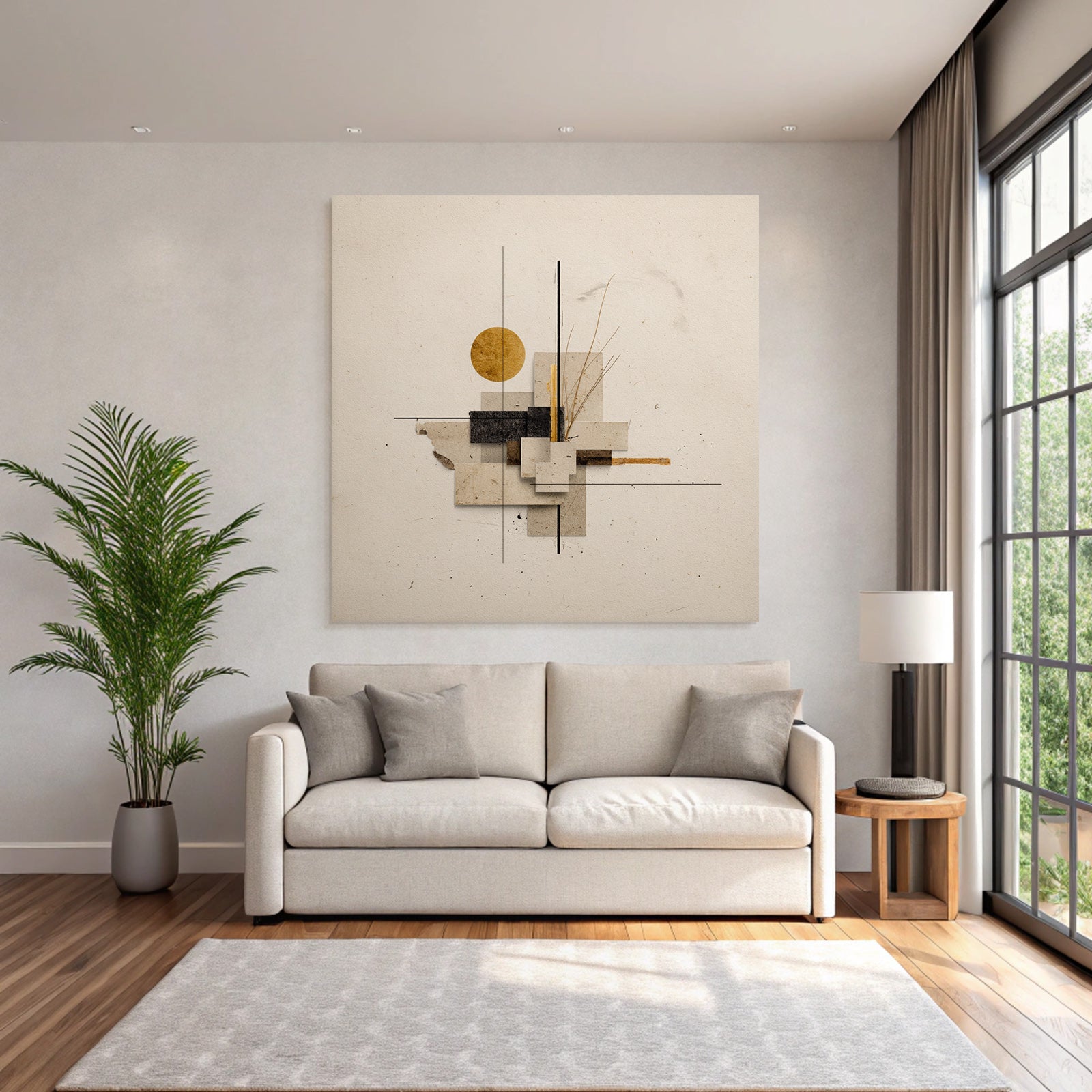 Abstracte Kunst Geometrische Formen Mit Goldenem Kreis