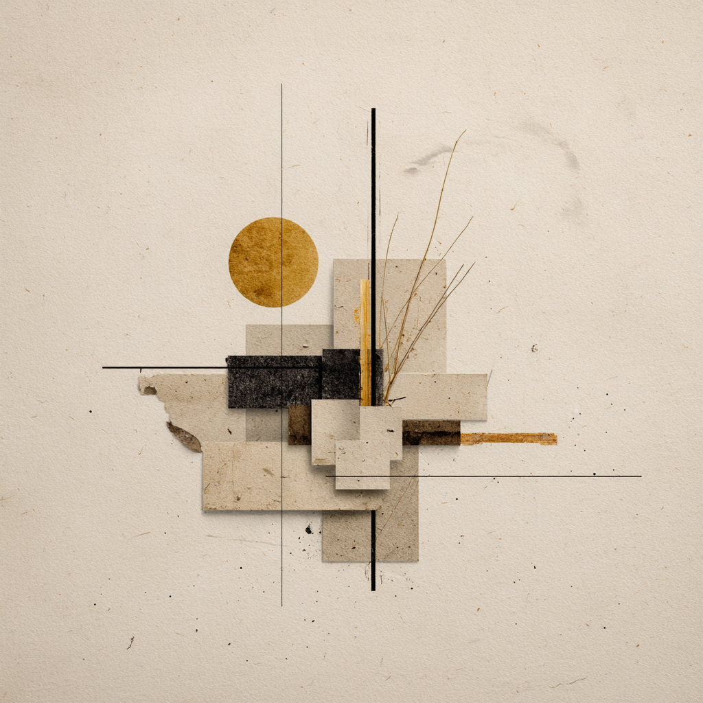 Abstracte Kunst Geometrische Formen Mit Goldenem Kreis | Collagen | Kunstgattungen
