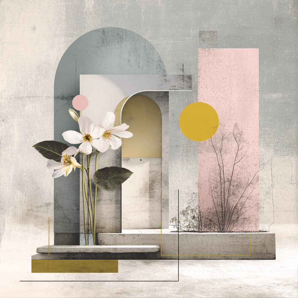 Abstrakte Geometrische Blumen Design Moderne Kunst 2023 | Collagen | Kunstgattungen