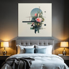 Abstrakte Geometrische Formen Mit Botanischen Elementen Blume Und Architektur